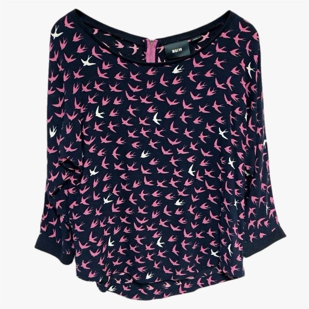 Anthropologie Maeve Bird Novelty Top Sz 2 - Picture 2 of 12
